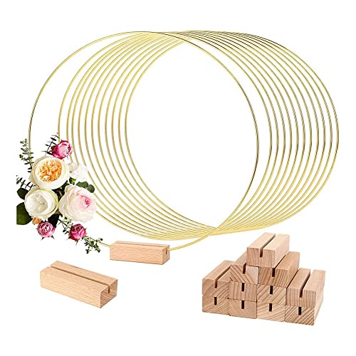 Sttejlbho 12-Teiliger Blumenring Aus Metall mit Basis für Tisch, 30,5 cm zum Basteln Von TraumfäNgern, Kranz, DIY-MittelstüCken von Sttejlbho