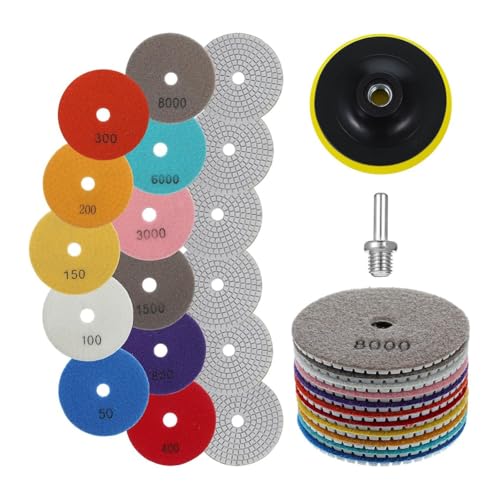 Sttejlbho Diamant-Polierscheiben-Set 5/8''-11 Backer-Pad, 50-8000 Schleifkissen Steinpolierpad, Schleifer-Polierset von Sttejlbho