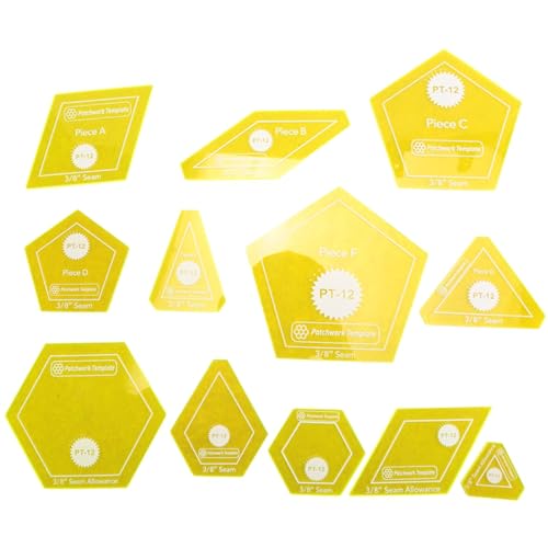 Sttejlbho Set mit 12 Patchwork-Quiltvorlagen für Englisches Papier, Patchwork-Werkzeug mit Diamant-Dreieck von Sttejlbho