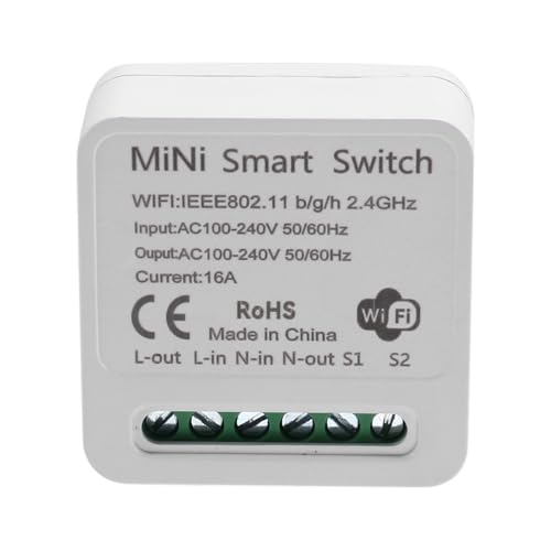 Sttejlbho Smarter Mini-WLAN-Relaisschalter, DIY-Timer-Lichtschaltermodul Smart Life/Tuya-Anwendung, Drahtlose Fernbedienung von Sttejlbho