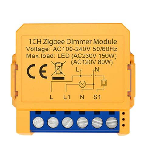 Sttejlbho Tuya Zigbee Smart Dimmer Schaltermodul 1CH Steuerung LED-Leuchten Dimmbarer Schalter Stufenloses Dimmen + Sprachsteuerung von Sttejlbho
