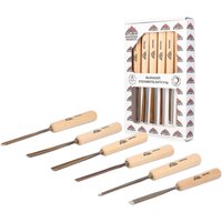 Schnitzersatzset Kerbschnitzmesser Set Serie 52, 6-teilig - Balleisen 5 mm & 10 mm + Hohleisen 4 mm, 6 mm, 10 mm & 12 mm, Schnitzeisen mit Holzgriff, von Stubai