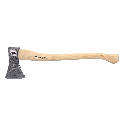 STUBAI Forstaxt Nature Rhein-Form mit Stiel 650 mm | 1200 g | Axt mit Griff aus Eschenholz | Beil für Wald, Bushcraft | Forstaxt zum Holzspalten von STUBAI