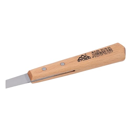 STUBAI Kerbschnitzmesser 45 mm | Kerbschnitzmesser mit Holzheft, gerade Klinge, schräge Schneide, Holzbearbeitung, Schnitzwerkzeug von STUBAI