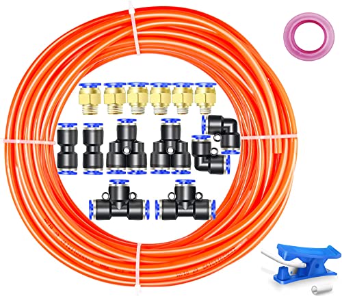 Stubotar Orange 10M Polyurethanschlauch 6 mm Außendurchmesser X 4 mm Innendurchmesser PU-Luftschlauch mit 14 Verbindungssätzen und Schneider, flexibel und wetterfest von Stubotar