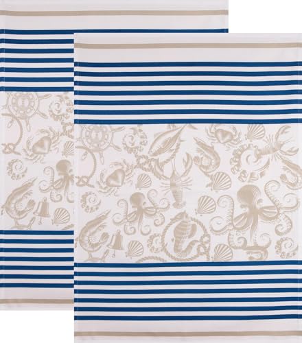Stuco Geschirrtuch "Nautilus" 2er-Pack Baumwolle blau Größe 50x70 cm von Stuco