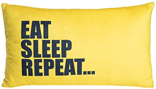 Stuco Sprüchekissen Dekokissen Kuschelkissen Samt-Optik 30x50 cm inkl. Füllung (Eat Sleep Repeat) von Stuco