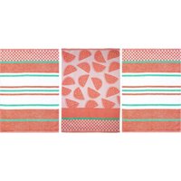 stuco Geschirrtuch "Summer Fruits Melone", (Set, 3 tlg., 1x Geschirrtuch Früchte-Motiv,2 weitere Geschirrtücher Streifenoptik), Jacquardgewebe von Stuco