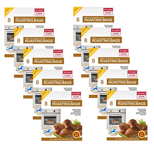 80 STÜCK Bratbeutel 3 in 1, Braten, Dampfgaren & Aufbewahren, Inhalt 80 Stk 10 x 8 Stk.), Größe Medium 25 x 38 CM, bis zu max. 2,5kg MIKROWELLE GEEIGNET von Studio Cook