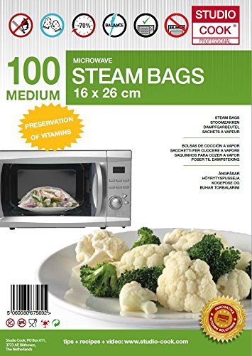 Studio Cook Dampfgarbeutel Medium - 100 Stück - 16 x 26 cm Mikrowelle von Studio Cook