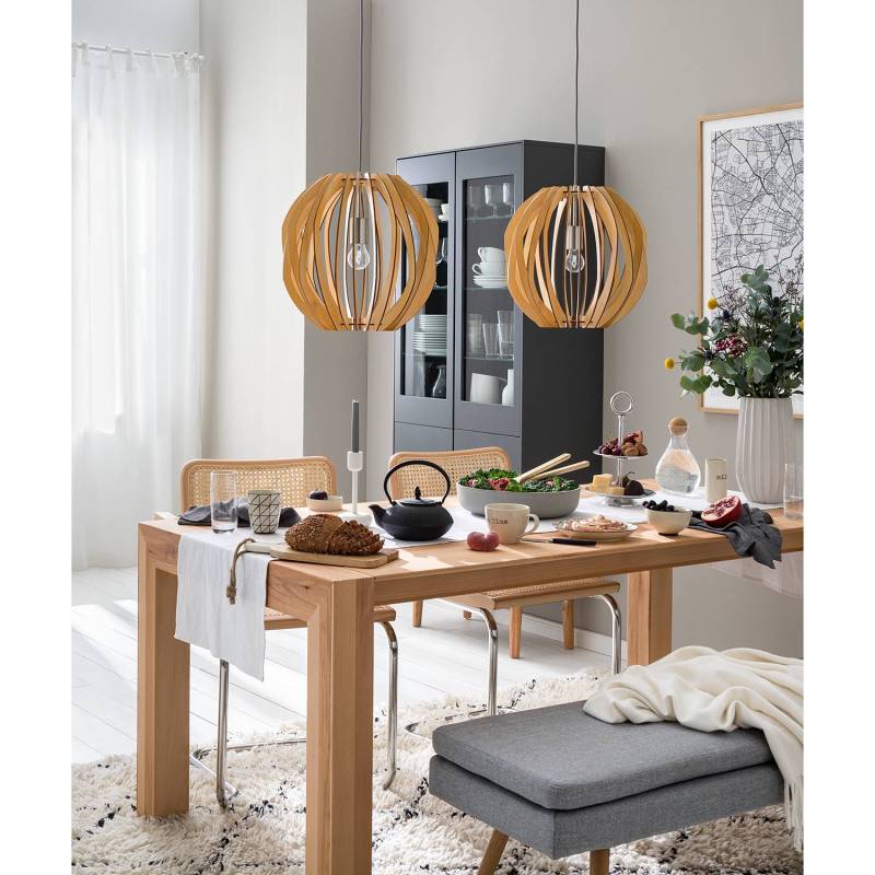 home24 Armlehnenstuhl 2er-Set 61 x 85 x 56cm Beige/Buche Chrom glänzend von home24