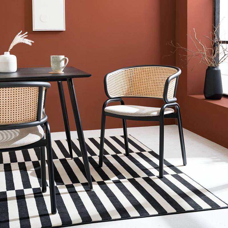 home24 Armlehnenstuhl MATARO 2er-Set 56 x 76 x 52cm Beige von home24