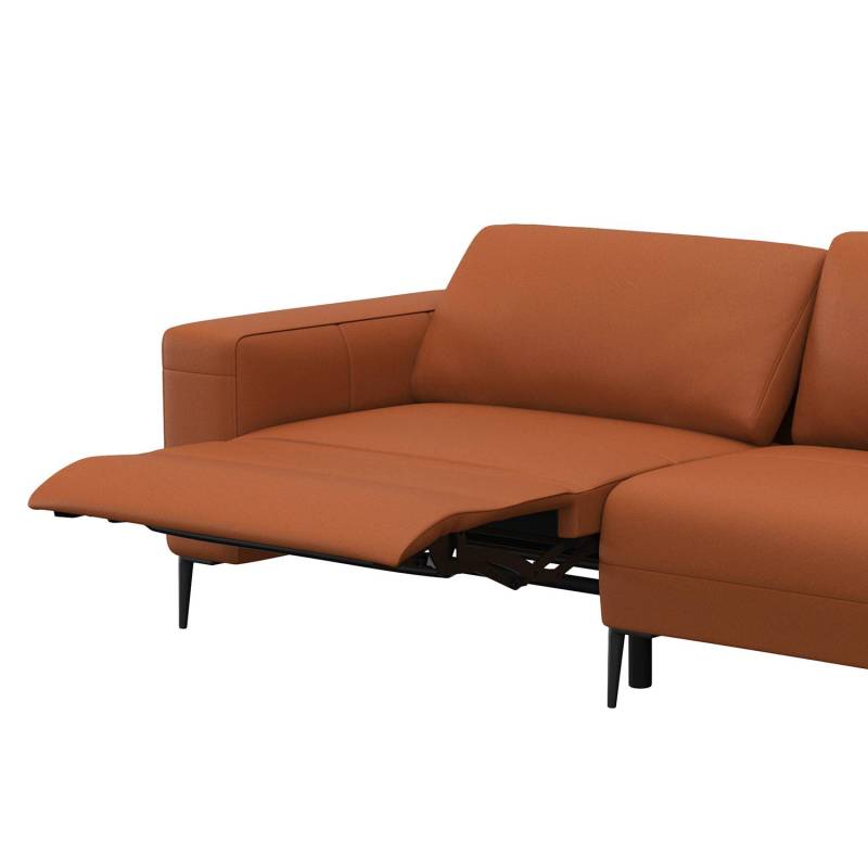 home24 Ecksofa KEDRO mit Ottomane Braun Echtleder Danbi 290 x 79 x 203cm Ottomane davorstehend rechts Natur von home24