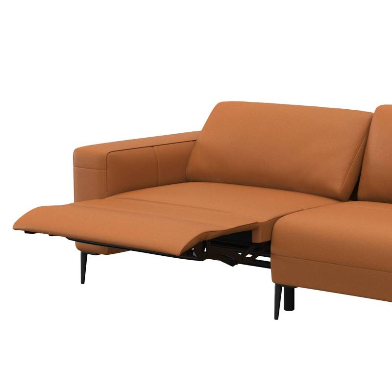 home24 Ecksofa KEDRO mit Ottomane Braun Echtleder Danbi 290 x 79 x 203cm Ottomane davorstehend rechts Natur von home24