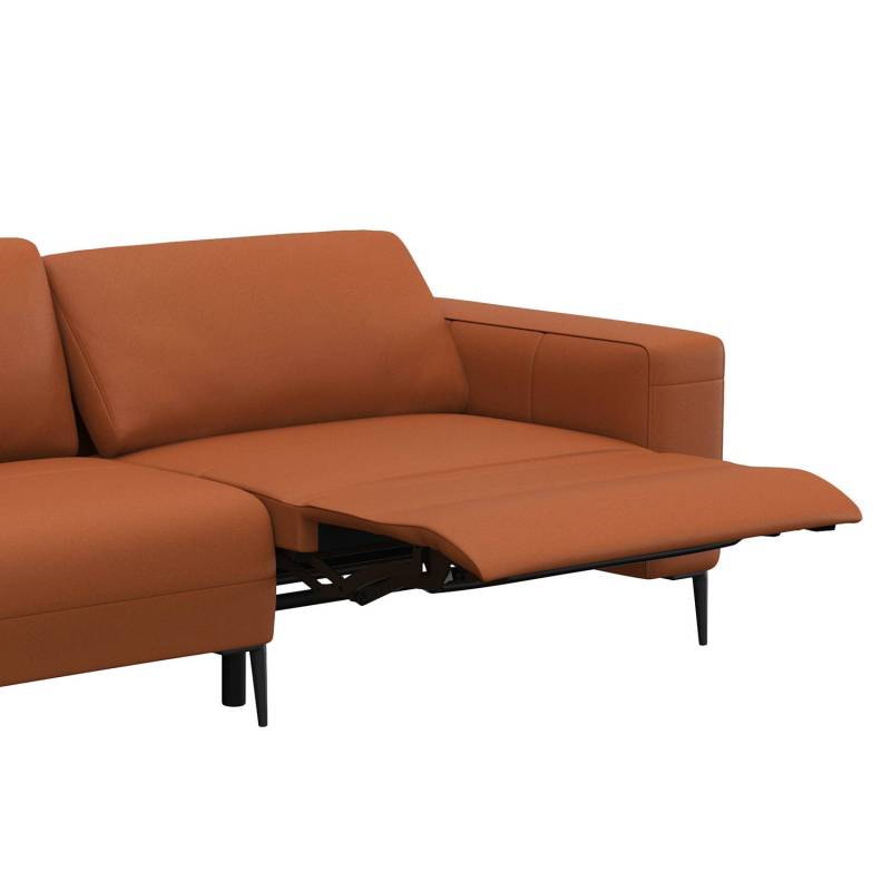 home24 Ecksofa KEDRO mit Ottomane Braun Echtleder Danbi 290 x 79 x 203cm Ottomane davorstehend links Natur von home24