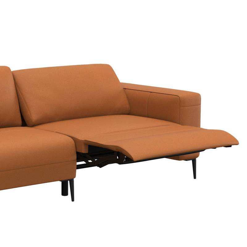 home24 Ecksofa KEDRO mit Ottomane Braun Echtleder Danbi 290 x 79 x 203cm Ottomane davorstehend links Natur von home24