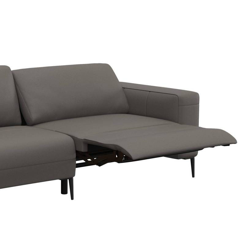 home24 Ecksofa KEDRO mit Ottomane Grau Echtleder Danbi 290 x 79 x 203cm Ottomane davorstehend links Natur von home24