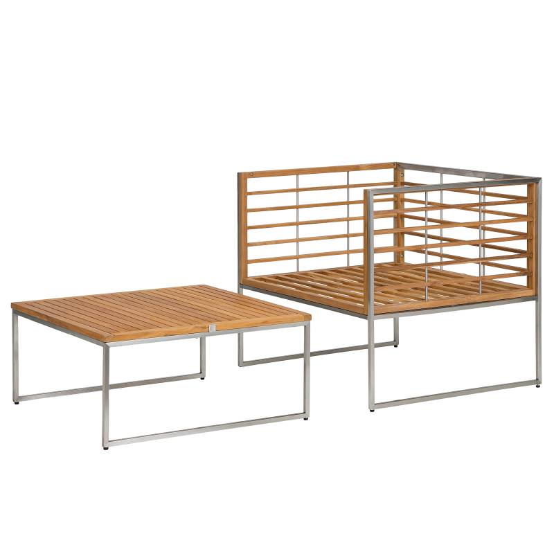 home24 Loungesessel 2-teilig 83 x 74 x 70cm Grau/Hellgrau von home24