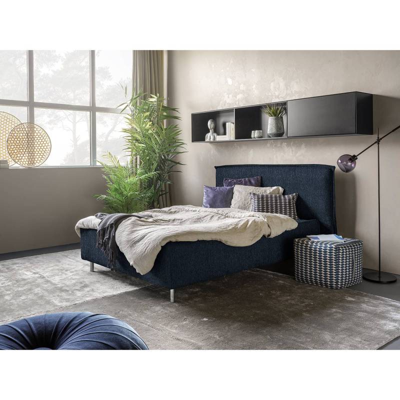 home24 Polsterbett Homely 200 x 200cm Flachgewebe Nona Blau Buche von home24