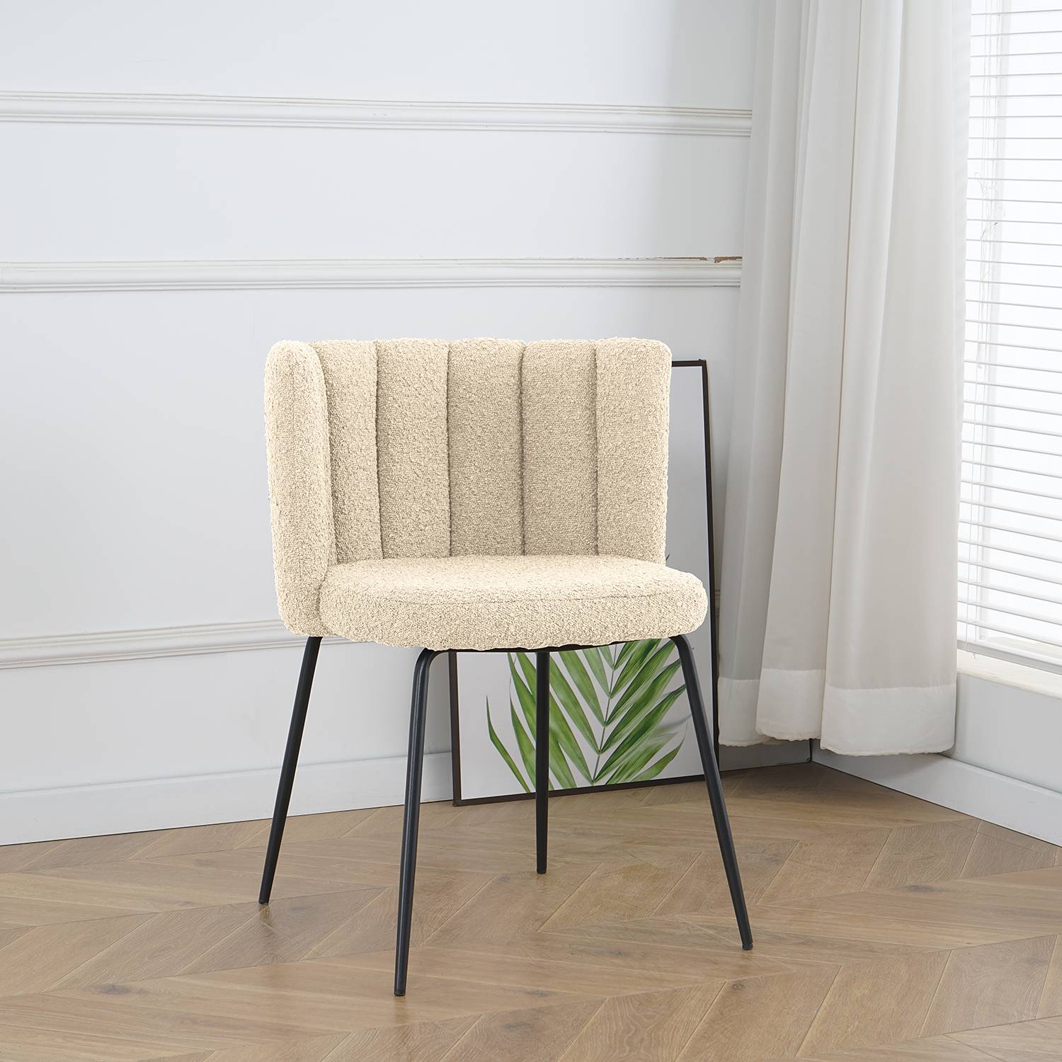 home24 Polsterstuhl AKARIT 2er-Set 55 x 78 x 59cm Beige/Creme von home24