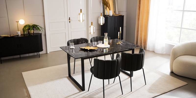 home24 Polsterstuhl AKARIT 2er-Set 55 x 78 x 59cm Schwarz/Schwarz von home24