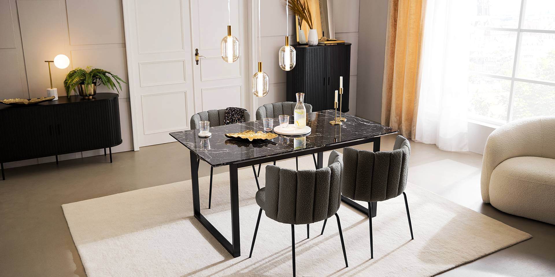 home24 Polsterstuhl AKARIT 2er-Set 55 x 78 x 59cm Grau/Grau von home24