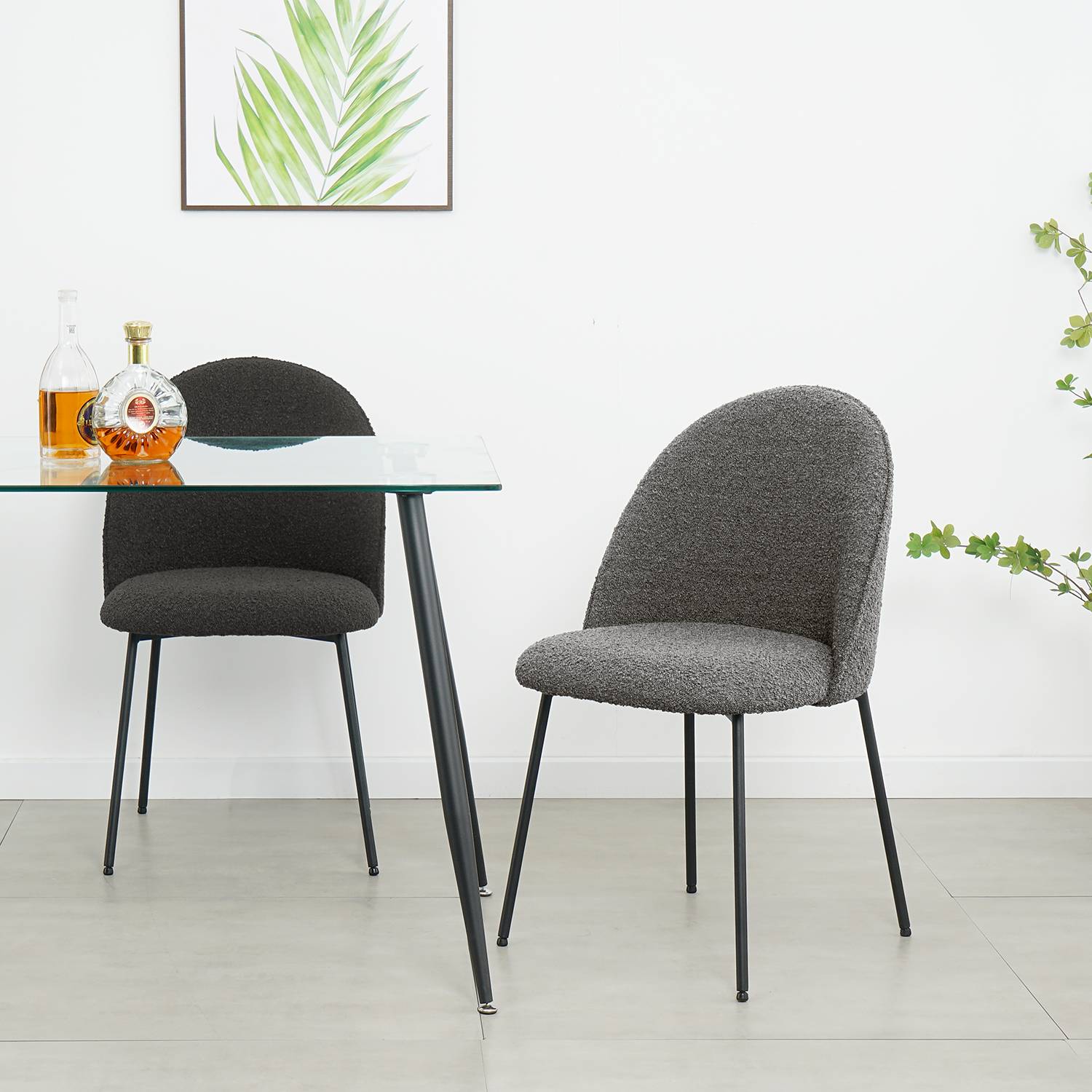home24 Polsterstuhl LIMAYA 2er-Set 49 x 84 x 54cm Grau/Grau von home24