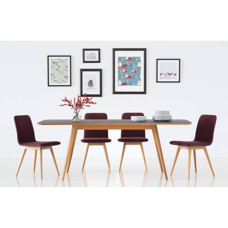 home24 Polsterstuhl 2er-Set 45 x 85 x 60cm Stoff Muya: Aubergine Violett/Violett von home24