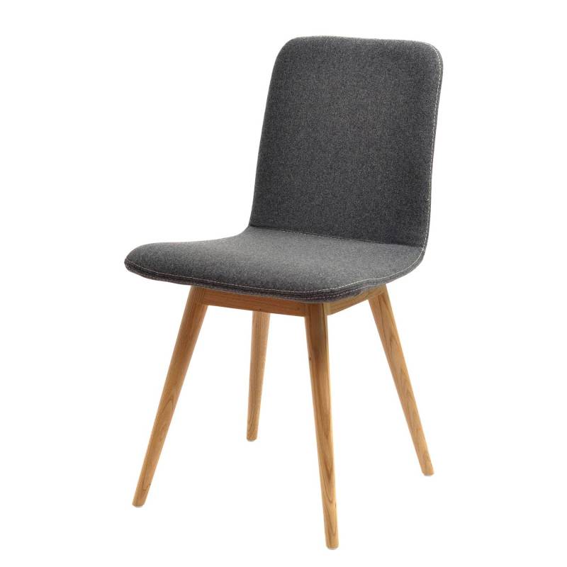 home24 Polsterstuhl 2er-Set 45 x 85 x 60cm Stoff Muya: Anthrazit Grau/Anthrazit von home24