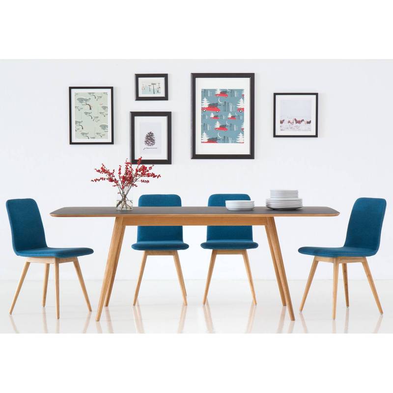 home24 Polsterstuhl 2er-Set 45 x 85 x 60cm Echtleder Tupi: Petrol Blau/Petrol von home24