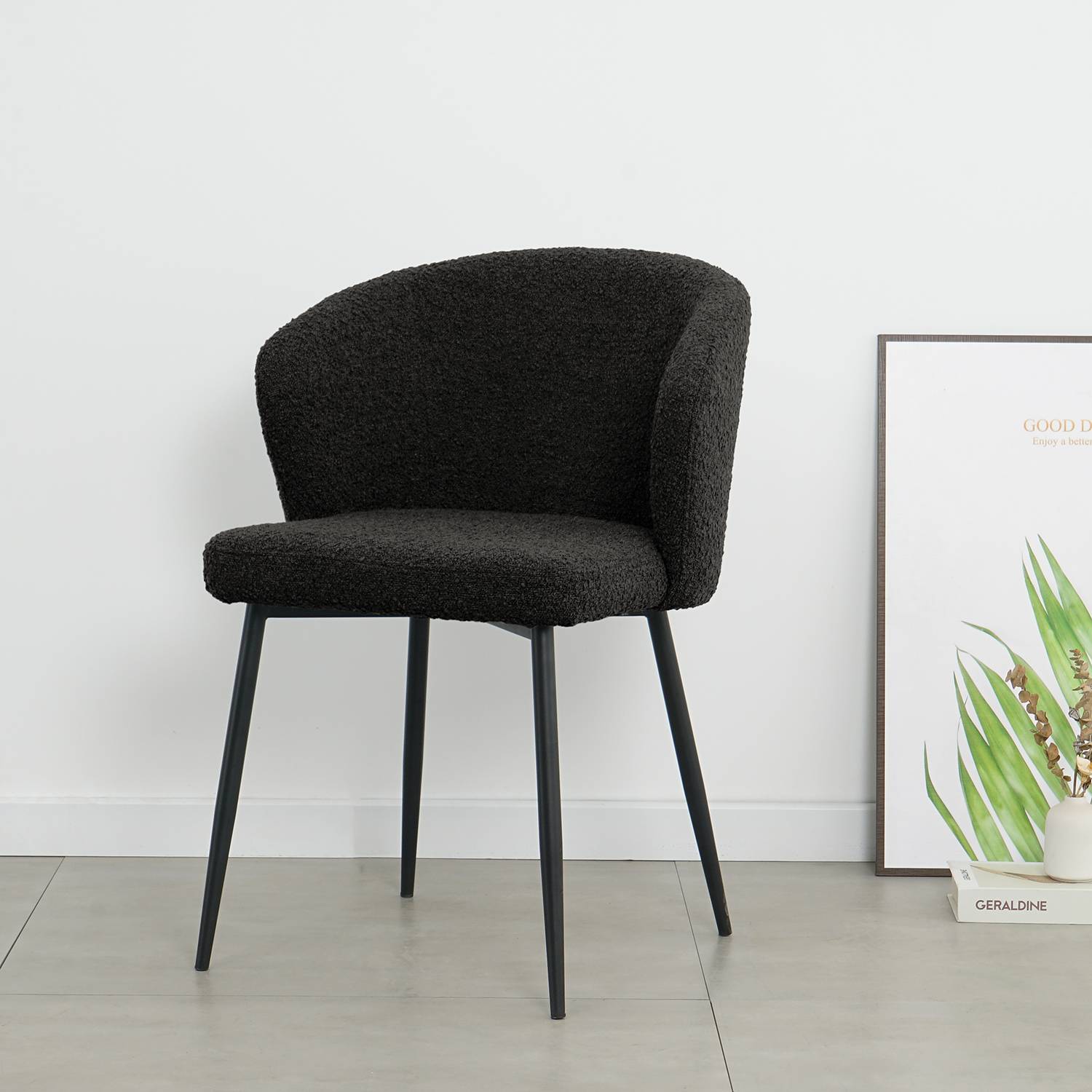 home24 Polsterstuhl MARETH 2er-Set 57 x 80 x 60cm Schwarz/Schwarz von home24
