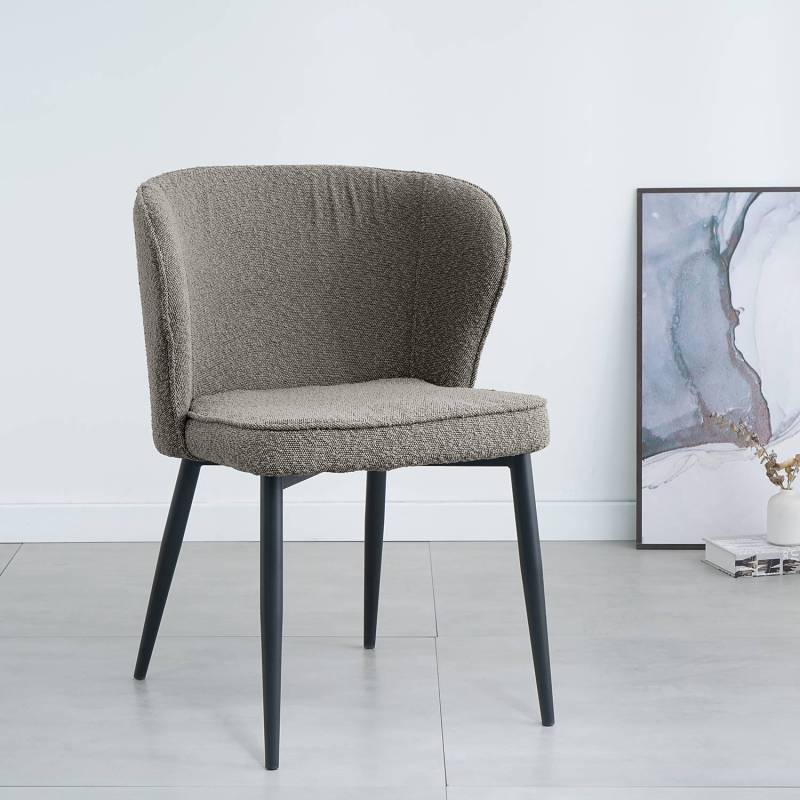 home24 Polsterstuhl Mechta 2er-Set 60 x 78 x 57cm Grau/Grau von home24