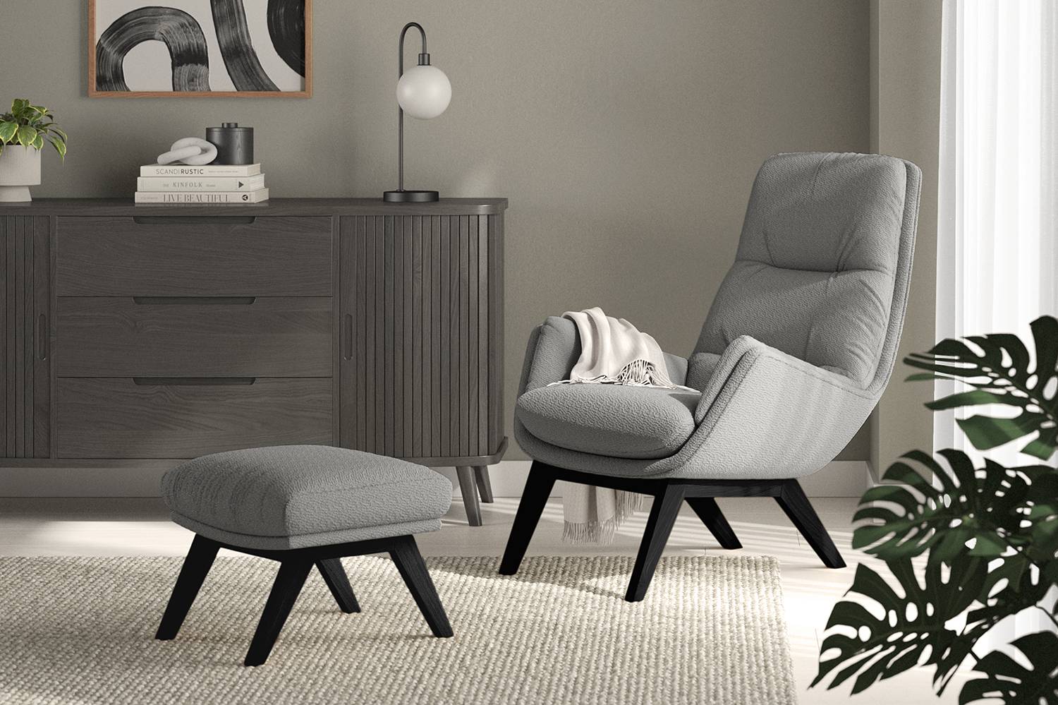 home24 Sessel mit Holzfüßen Grau Bouclé Stoff Bony Schwarz 87 x 97 x 64cm home24 Sessel mit Holzfüßen Grau Bouclé Stoff Bony Schwarz 87 x 97 x 64cm von home24