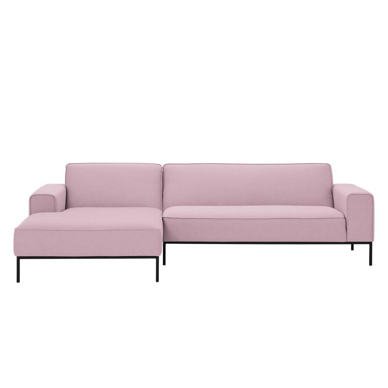 home24 Ecksofa I Webstoff Pink Stoff Floreana 264 x 77 x 168cm Longchair davorstehend links Schwarz Modern von home24