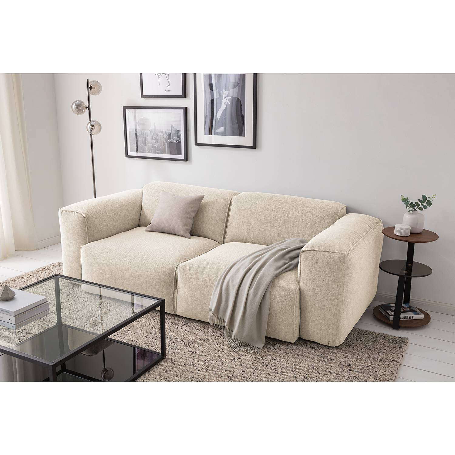 Studio Copenhagen Sofa Hudson 2-Sitzer Beige Webstoff 228x71x102 cm (BxHxT) Skandi von Studio Copenhagen