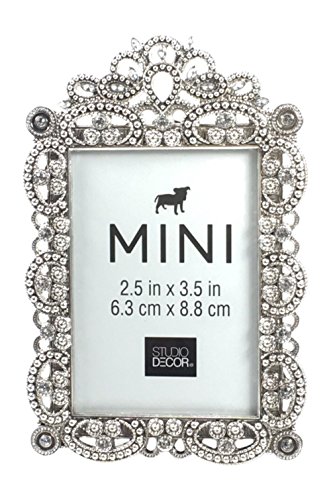 Mini-Bilderrahmen, Metall, 6,3 x 8,9 cm, silberfarben von Studio Decor
