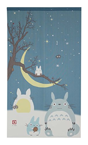 Studio Ghibuli Totoro Noren Vorhang Wandteppich, Winterhimmel und Halbmond von Studio Ghibli