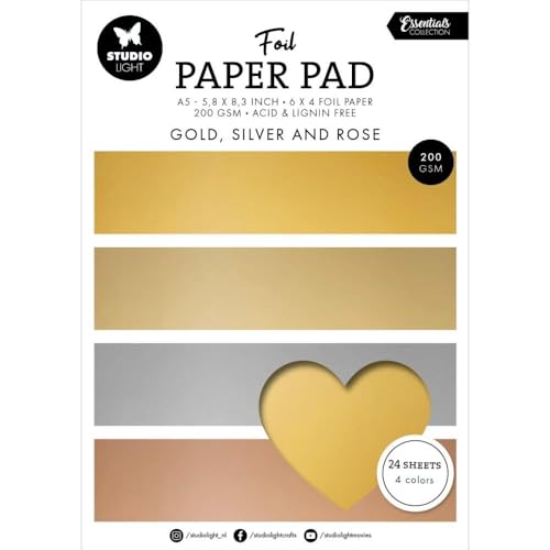 Studiolight, Foil Paper Pad Gold, silver and rose Essentials nr.210 Studiolight, Foil Paper Pad Gold, silver and rose Essentials nr.210 von Studio Light
