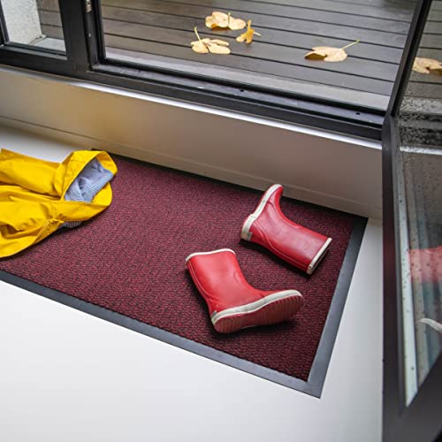 Studio M Classic Schmutzfangmatte Innen 40x60 cm, rutschfeste Fußmatte für Innenbereich, Türmatte in vielen Größen, Sauberlaufmatte, Fußabtreter für Haustür Innen, Rot von Studio M