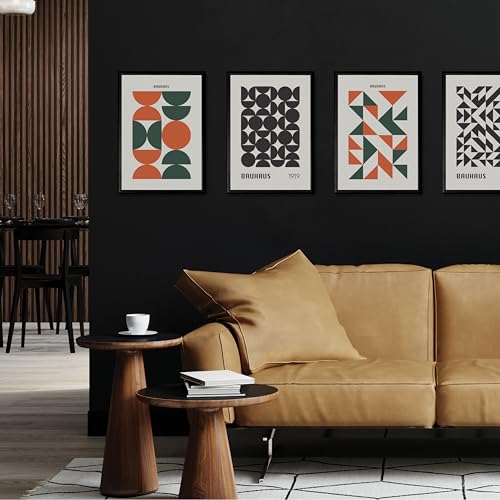 Studio Moien Bauhaus Vintage Poster Set - 4 Kunstdrucke in Orange, Grün, Schwarz, Weiss, Beige - Wandkunst - ungerahmt 250 g/m2 Matt Museumsqualität (DIN A3 (29,7 x 42 cm) von Studio Moien