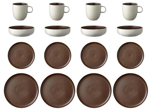 Geschirrset North 16 Teile Matte white/Matte bark SET von Studio Round