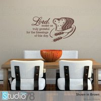 Wandtattoal Aus Vinyl - Lord Make Us Truly Grateful Dankbare Dekorationen Wanddeko Zitat Wandsticker 11 X 22 von Studio378Decals