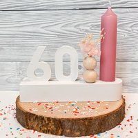 Geburtstagsgeschenk Kerzenhalter Mit Wunschzahl Aus Gips Trockenblumen | Geschenk Runder Geburtstag Geburtstagskerze Dekoration von Studio4460