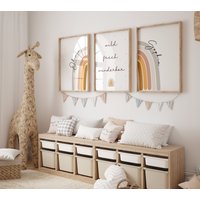 3Er Set Boho Regenbogen Und Namen Poster | Aquarell Kunst Kinderzimmer Dekoration Wandkunst von StudioArtify