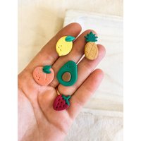 Fruchtige Magnete | Polymer Clay Magnete Obst Handarbeit Set Aus 5 Magneten von StudioBrightSide