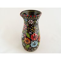 Handbemalte Kleine Schwarze Keramik Blumen Sauce Behälter/Sake Server/Kleine Vase | 8 Unzen von StudioChiemiM
