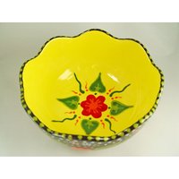 Handbemalte Schwarze Keramik Blumen Schüssel | 17 Oz von StudioChiemiM