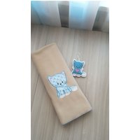 Beige Kinder Fleece Decke Mit Stickerei "Kitty" Und Filz Toy. Leichte, Weiche, Warme Babydecke. Kleine von StudioClothingLADI