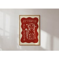 Poster Attento Al Gatto/Personalisierbar Kunstdruck Katze Rot Lustig Poster Attento Al Gatto/Personalisierbar Kunstdruck Katze Rot Lustig von StudioDolci
