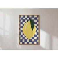 Poster Mit Zitrone Auf Karo Muster von StudioDolci